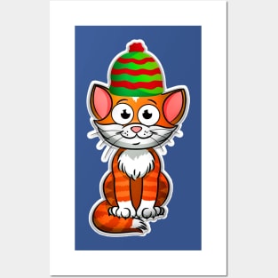 Merry Christmas Cat Posters and Art